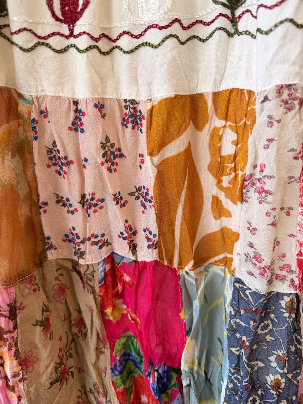 Boho Patchwork Mini Sundress — Multi-Color - Picture 5 of 8